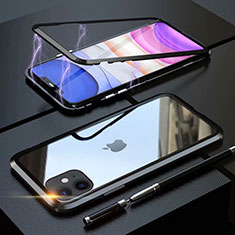 Luxury Aluminum Metal Frame Mirror Cover Case 360 Degrees M09 for Apple iPhone 11 Black