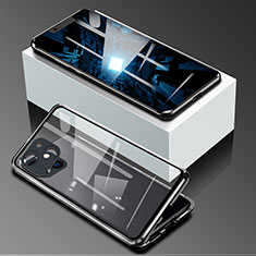 Luxury Aluminum Metal Frame Mirror Cover Case 360 Degrees M09 for Apple iPhone 13 Black