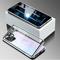 Luxury Aluminum Metal Frame Mirror Cover Case 360 Degrees M09 for Apple iPhone 13 Mini Silver