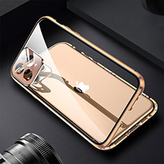 Luxury Aluminum Metal Frame Mirror Cover Case 360 Degrees M09 for Apple iPhone 13 Pro Gold
