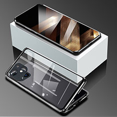 Luxury Aluminum Metal Frame Mirror Cover Case 360 Degrees M09 for Apple iPhone 15 Plus Black