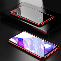Luxury Aluminum Metal Frame Mirror Cover Case 360 Degrees M09 for Huawei Honor 9X Red