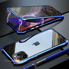 Luxury Aluminum Metal Frame Mirror Cover Case 360 Degrees M10 for Apple iPhone 11 Pro Blue