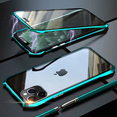 Luxury Aluminum Metal Frame Mirror Cover Case 360 Degrees M10 for Apple iPhone 11 Pro Cyan