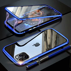 Luxury Aluminum Metal Frame Mirror Cover Case 360 Degrees M11 for Apple iPhone 11 Pro Blue