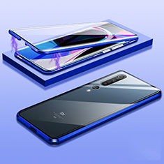 Luxury Aluminum Metal Frame Mirror Cover Case 360 Degrees M11 for Xiaomi Mi 10 Blue