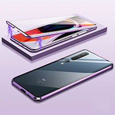 Luxury Aluminum Metal Frame Mirror Cover Case 360 Degrees M11 for Xiaomi Mi 10 Purple