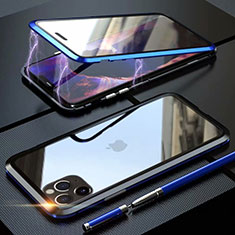 Luxury Aluminum Metal Frame Mirror Cover Case 360 Degrees M12 for Apple iPhone 11 Pro Blue