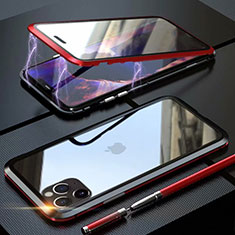 Luxury Aluminum Metal Frame Mirror Cover Case 360 Degrees M12 for Apple iPhone 11 Pro Max Red