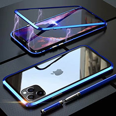 Luxury Aluminum Metal Frame Mirror Cover Case 360 Degrees M14 for Apple iPhone 11 Pro Max Sky Blue