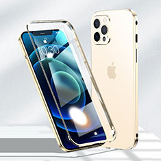 Luxury Aluminum Metal Frame Mirror Cover Case 360 Degrees N01 for Apple iPhone 12 Pro Gold