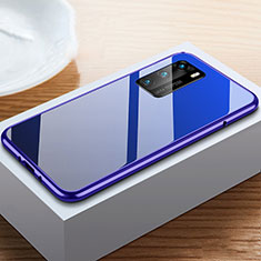 Luxury Aluminum Metal Frame Mirror Cover Case 360 Degrees N01 for Huawei P40 Blue