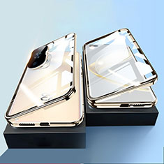 Luxury Aluminum Metal Frame Mirror Cover Case 360 Degrees P01 for Huawei Nova 11 Pro Gold