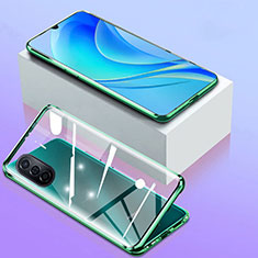 Luxury Aluminum Metal Frame Mirror Cover Case 360 Degrees P01 for Huawei Nova Y70 Plus Green