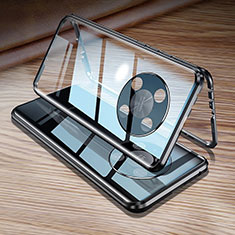 Luxury Aluminum Metal Frame Mirror Cover Case 360 Degrees P01 for Huawei Nova Y90 Black