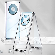 Luxury Aluminum Metal Frame Mirror Cover Case 360 Degrees P01 for Huawei Nova Y90 Silver