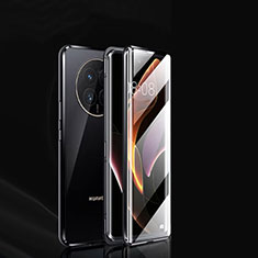 Luxury Aluminum Metal Frame Mirror Cover Case 360 Degrees P01 for Huawei Nova Y91 Black