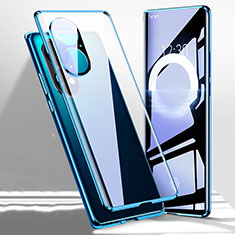 Luxury Aluminum Metal Frame Mirror Cover Case 360 Degrees P01 for Huawei P50 Pro Blue
