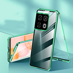 Luxury Aluminum Metal Frame Mirror Cover Case 360 Degrees P01 for OnePlus 10 Pro 5G Green