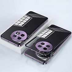 Luxury Aluminum Metal Frame Mirror Cover Case 360 Degrees P01 for OnePlus 11 5G Purple