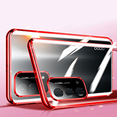 Luxury Aluminum Metal Frame Mirror Cover Case 360 Degrees P01 for OnePlus Nord N200 5G Red