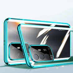 Luxury Aluminum Metal Frame Mirror Cover Case 360 Degrees P01 for Oppo F19 Pro+ Plus 5G Green
