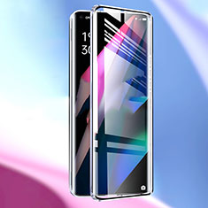 Luxury Aluminum Metal Frame Mirror Cover Case 360 Degrees P01 for Oppo Find X3 5G Silver