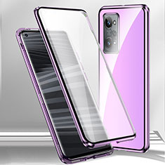 Luxury Aluminum Metal Frame Mirror Cover Case 360 Degrees P01 for Oppo K10 Pro 5G Purple