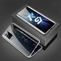 Luxury Aluminum Metal Frame Mirror Cover Case 360 Degrees P01 for Oppo K9 5G Silver