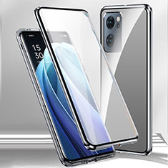 Luxury Aluminum Metal Frame Mirror Cover Case 360 Degrees P01 for Realme Narzo 50 5G Silver