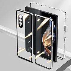 Luxury Aluminum Metal Frame Mirror Cover Case 360 Degrees P01 for Samsung Galaxy Z Fold4 5G Silver