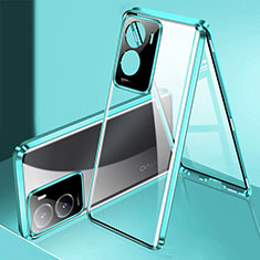 Luxury Aluminum Metal Frame Mirror Cover Case 360 Degrees P01 for Vivo iQOO Z7 5G Green