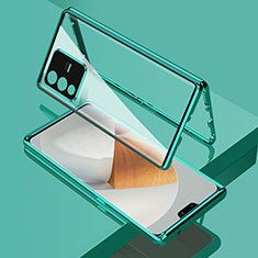Luxury Aluminum Metal Frame Mirror Cover Case 360 Degrees P01 for Vivo V23 5G Green