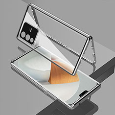 Luxury Aluminum Metal Frame Mirror Cover Case 360 Degrees P01 for Vivo V23 Pro 5G Silver