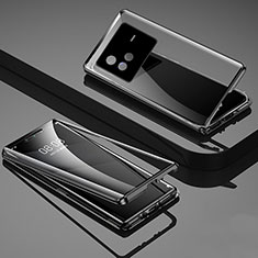 Luxury Aluminum Metal Frame Mirror Cover Case 360 Degrees P01 for Vivo X80 5G Black