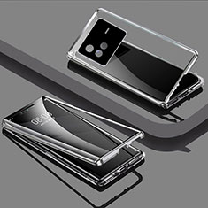 Luxury Aluminum Metal Frame Mirror Cover Case 360 Degrees P01 for Vivo X80 5G Silver