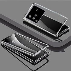 Luxury Aluminum Metal Frame Mirror Cover Case 360 Degrees P01 for Vivo X80 Pro 5G Silver
