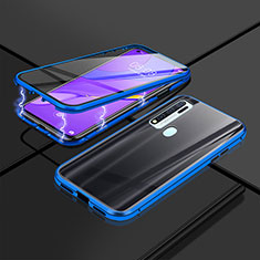 Luxury Aluminum Metal Frame Mirror Cover Case 360 Degrees P01 for Vivo Y50 Blue