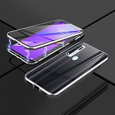 Luxury Aluminum Metal Frame Mirror Cover Case 360 Degrees P01 for Vivo Y50 Silver