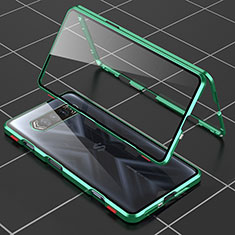 Luxury Aluminum Metal Frame Mirror Cover Case 360 Degrees P01 for Xiaomi Black Shark 4 5G Green