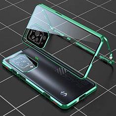Luxury Aluminum Metal Frame Mirror Cover Case 360 Degrees P01 for Xiaomi Black Shark 5 5G Green