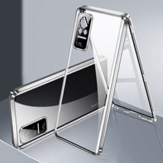 Luxury Aluminum Metal Frame Mirror Cover Case 360 Degrees P01 for Xiaomi Civi 5G Silver