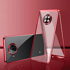 Luxury Aluminum Metal Frame Mirror Cover Case 360 Degrees P01 for Xiaomi Mi 10i 5G Red