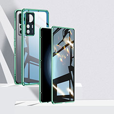 Luxury Aluminum Metal Frame Mirror Cover Case 360 Degrees P01 for Xiaomi Mi 12T 5G Green