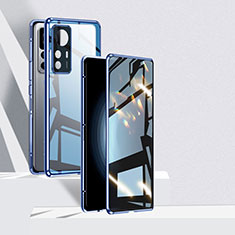 Luxury Aluminum Metal Frame Mirror Cover Case 360 Degrees P01 for Xiaomi Mi 12T Pro 5G Blue
