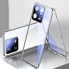 Luxury Aluminum Metal Frame Mirror Cover Case 360 Degrees P01 for Xiaomi Mi 13 5G Silver