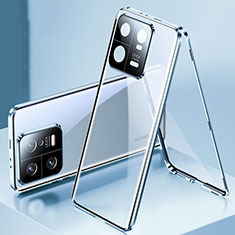 Luxury Aluminum Metal Frame Mirror Cover Case 360 Degrees P01 for Xiaomi Mi 13 Pro 5G Blue