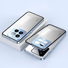 Luxury Aluminum Metal Frame Mirror Cover Case 360 Degrees P01 for Xiaomi Mi 14 5G Blue