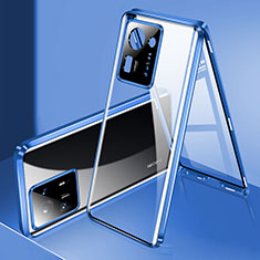 Luxury Aluminum Metal Frame Mirror Cover Case 360 Degrees P01 for Xiaomi Mi Mix 4 5G Blue