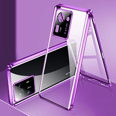 Luxury Aluminum Metal Frame Mirror Cover Case 360 Degrees P01 for Xiaomi Mi Mix 4 5G Purple